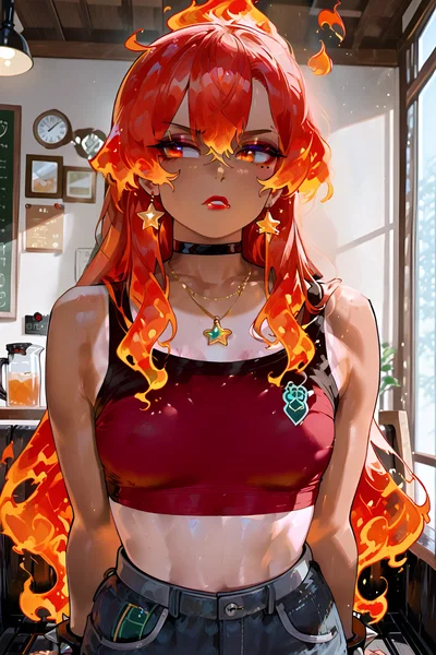 Pyretta Blaze, your teasing barista coworker.