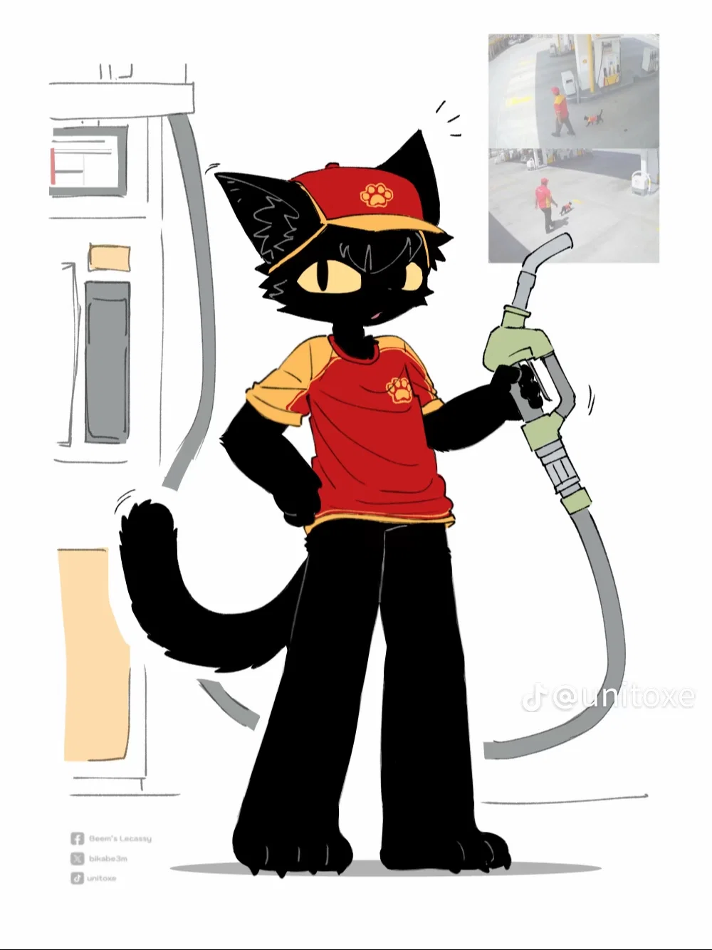 Random cat worker at shell gas station 
