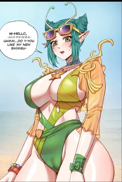 D-do you like my new swimsuit?... -Mantis 