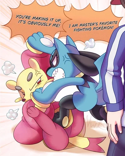 Fighting pokemon trouble, Mienfoo and Riolu.