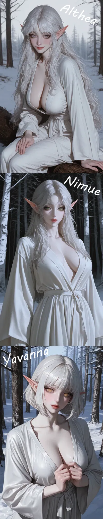 Nimue, Yavanna and Althea | You saved three elven ladies, but not all of them want to return home