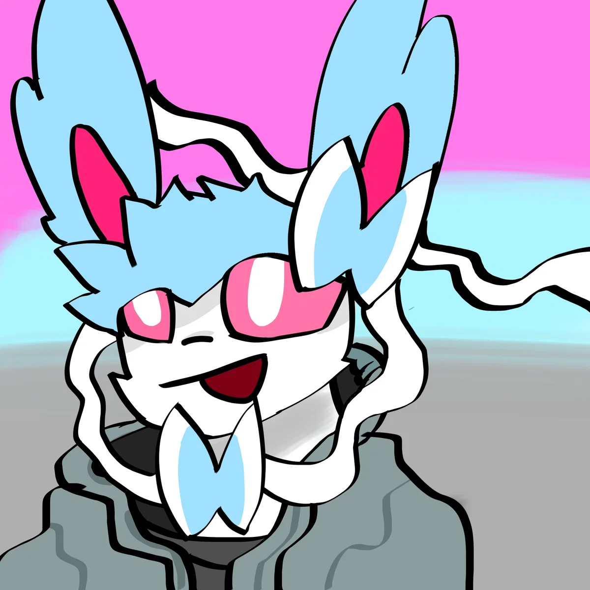 A shiny sylveon who a goofy goober