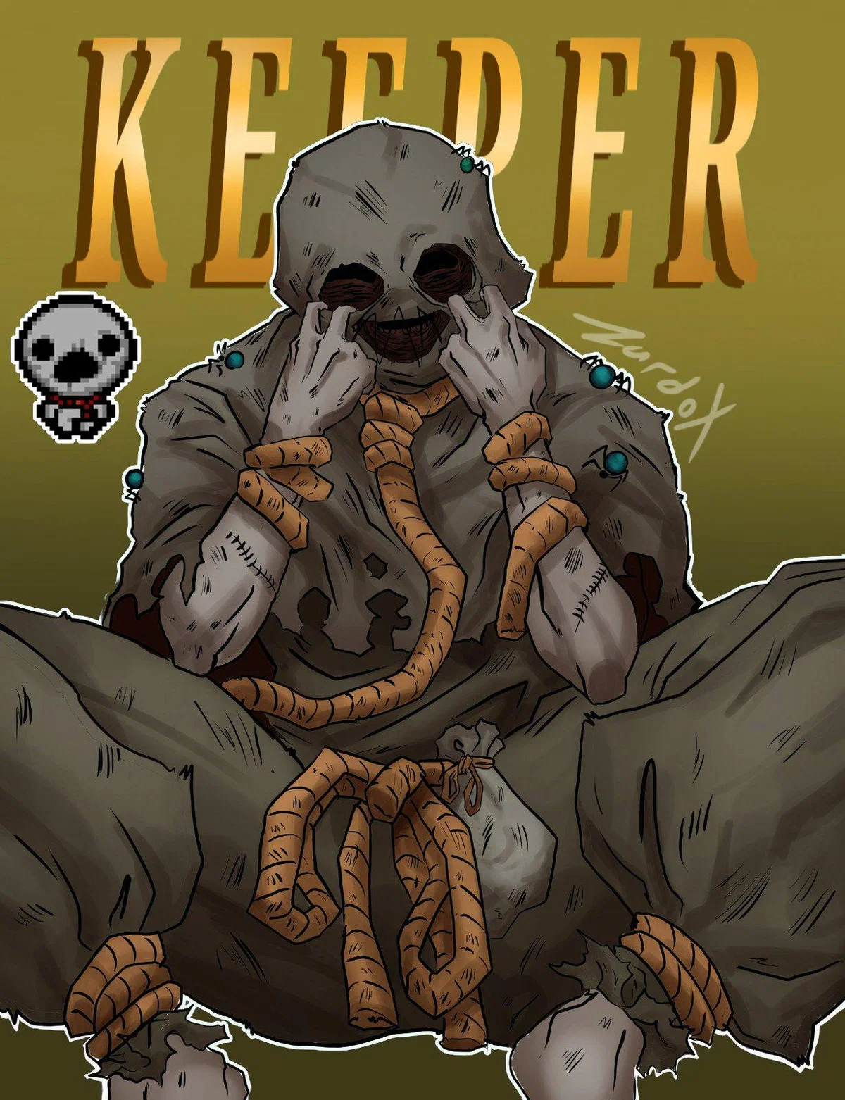 The Keeper from the binidng of Isaac | He's greedy and a shopkeeper.