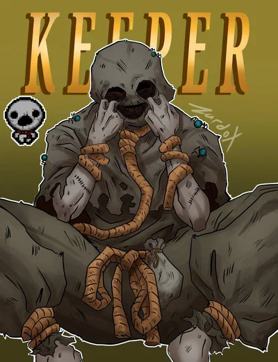 The Keeper from the binidng of Isaac | He's greedy and a shopkeeper.