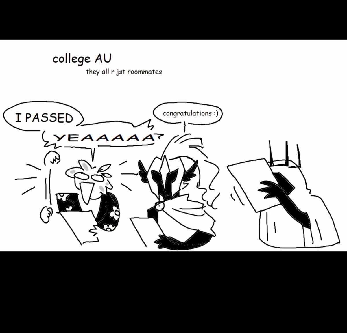 Avery, D3rlord3/Derek, and Hastur - College au
