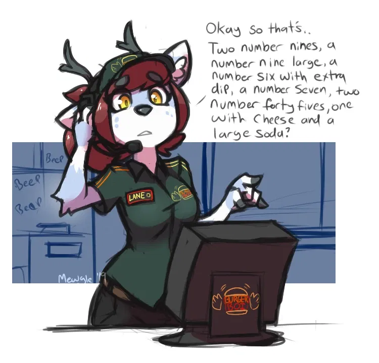Lone fast food worker 