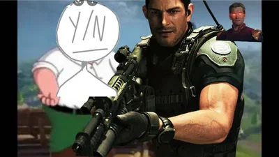 You and chris redfield go to the fortnite island 