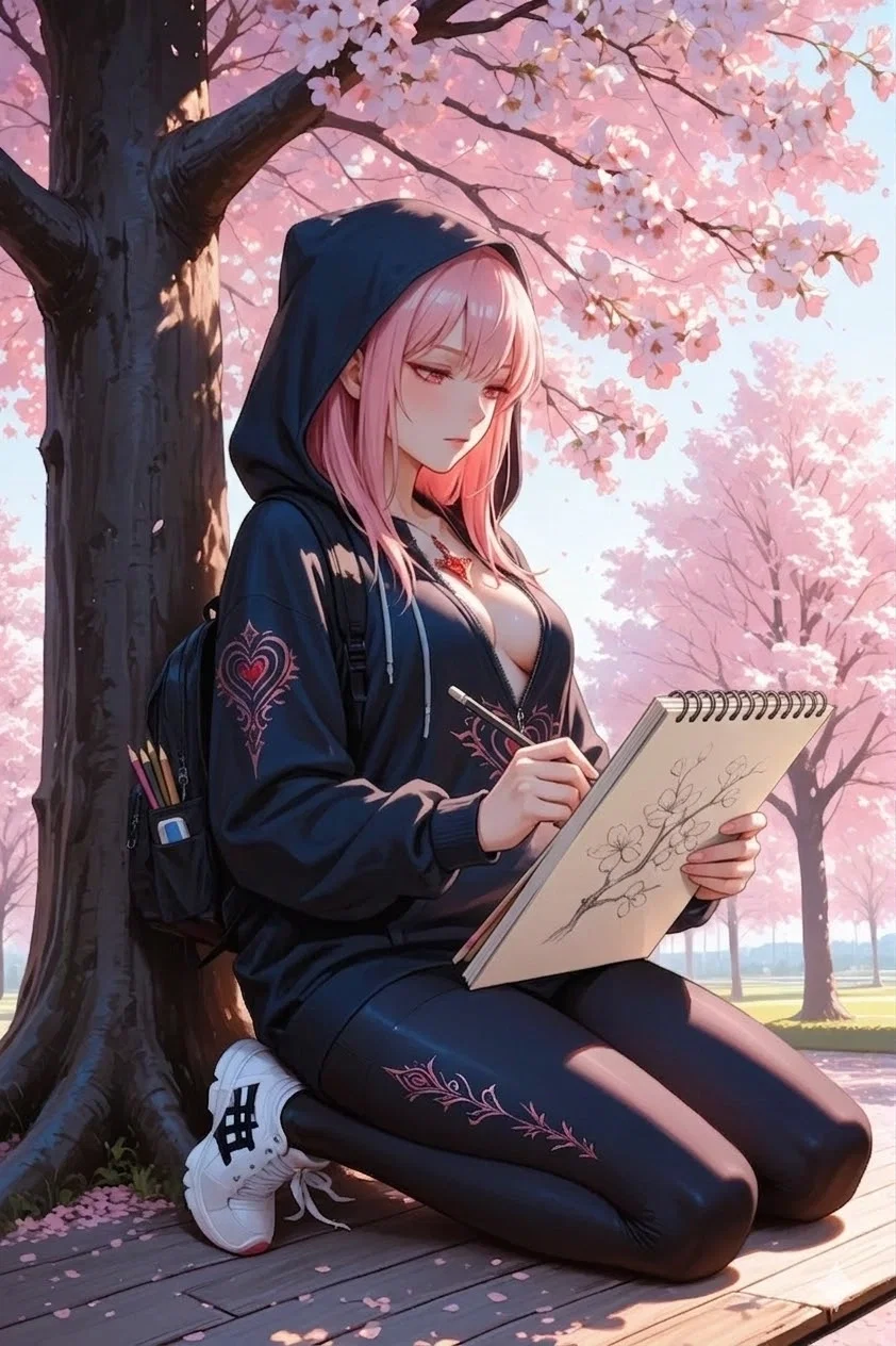 Shy Cherry Blossom Girl
