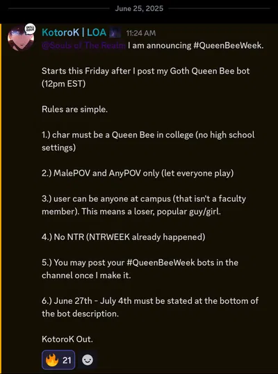 Announcement of #QueenBeeWeek