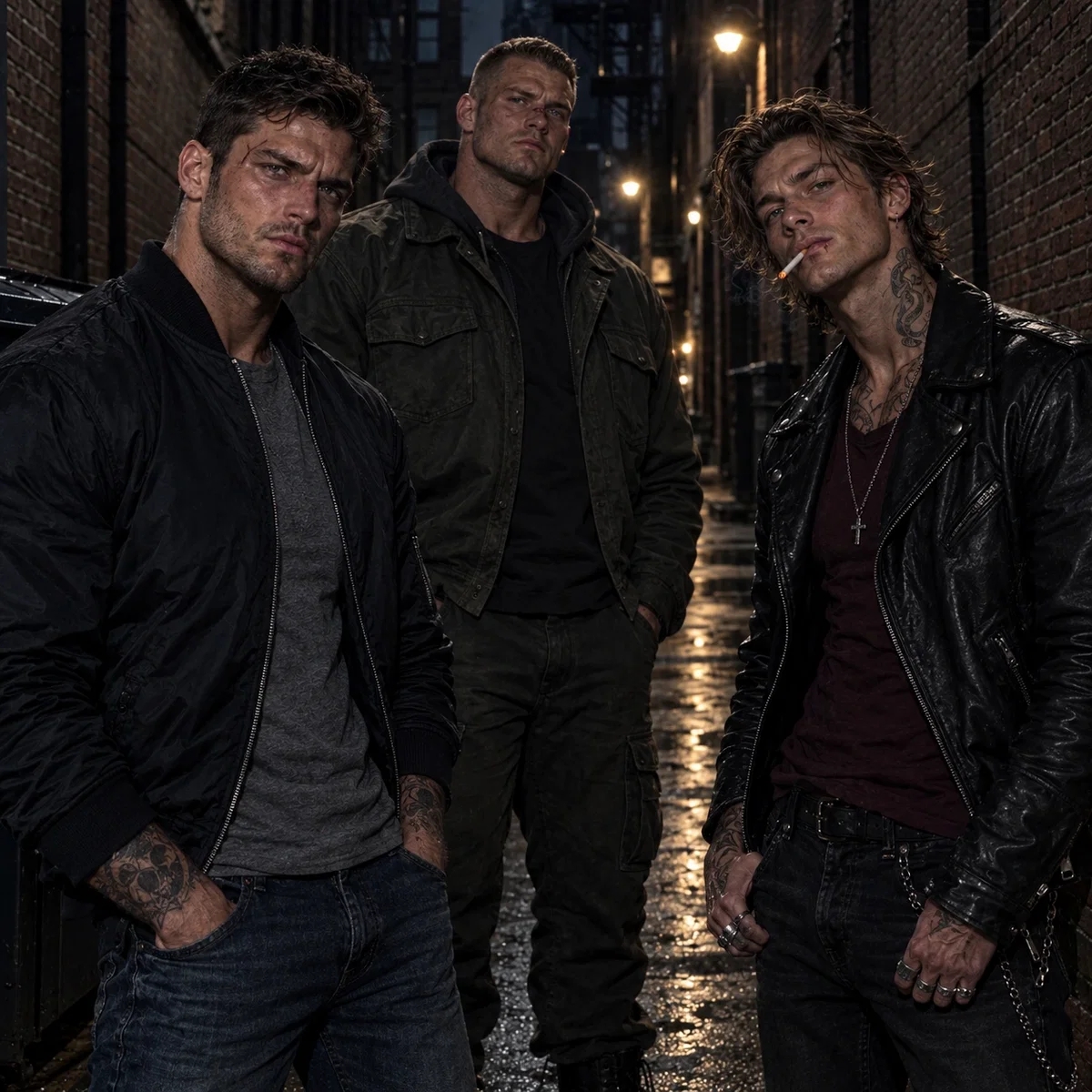 Three guys from a street gang 