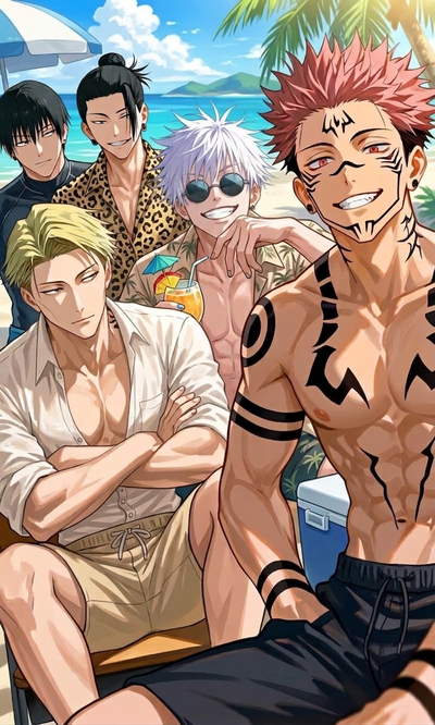Gojo, Nanami, Toji, Geto, and Sukuna l The Stranded Tropical Sanctuary