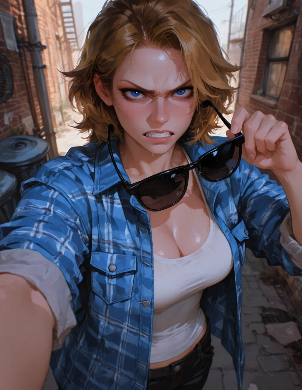 She's gonna beat you up if you don't put on the glasses.