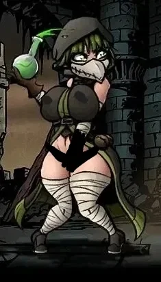 You caught the plague doctor in one of her "experiments" (The Lustiest Lair)