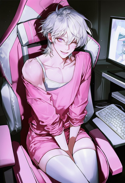 Popular femboy streamer @milkyboy with a hidden crush on you.