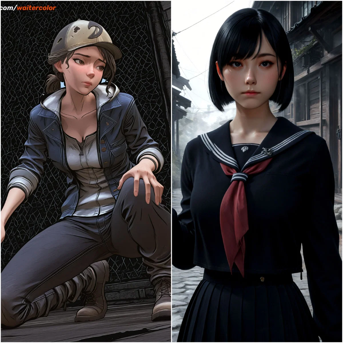 Clementine and Hinako Shimizu The Walking Dead