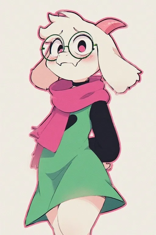 an image of ralsei smiling shyly and with his hands behind his back