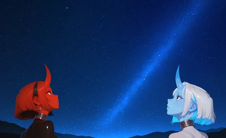 Picture of the girls watching the night sky